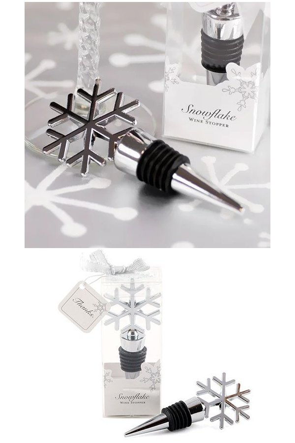 Silver Snowflake Bottle Stopper Wedding Favours